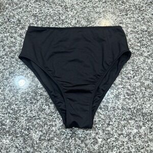 Victoria's Secret PINK Bikini Bottom Womens Medium Black High Waist Swim Briefs